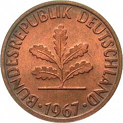 Large Obverse for 2 Pfennig 1967 coin