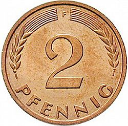 Large Reverse for 2 Pfennig 1964 coin