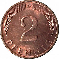Large Reverse for 2 Pfennig 1972 coin