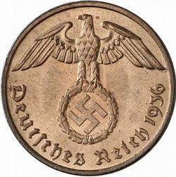 Large Obverse for 2 Reichspfenning 1936 coin