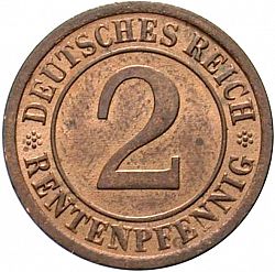 Large Obverse for 2 Pfenning 1923 coin