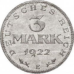 Large Obverse for 3 Mark 1922 coin
