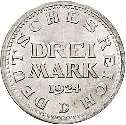 Large Obverse for 3 Mark 1924 coin