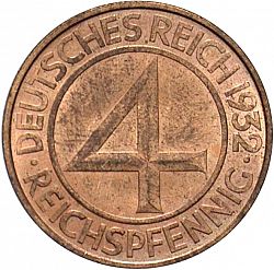 Large Obverse for 4 Pfenning 1932 coin
