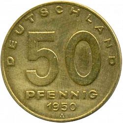 Large Obverse for 50 Pfennig 1950 coin