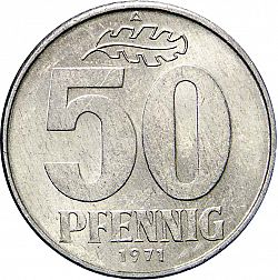 Large Reverse for 50 Pfennig 1971 coin