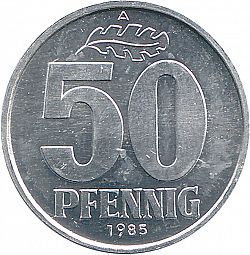 Large Reverse for 50 Pfennig 1985 coin