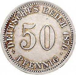 Large Obverse for 50 Pfenning 1876 coin