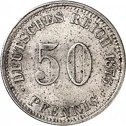 Large Obverse for 50 Pfenning 1876 coin