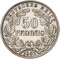 Large Obverse for 50 Pfenning 1901 coin