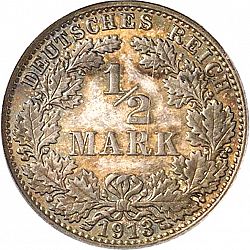Large Obverse for 1/2 Mark 1913 coin