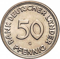 Large Obverse for 50 Pfennig 1950 coin
