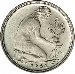 Large Reverse for 50 Pfennig 1966 coin