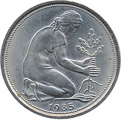 Large Reverse for 50 Pfennig 1985 coin