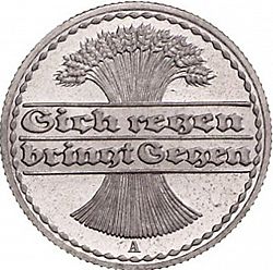 Large Reverse for 50 Pfenning 1919 coin
