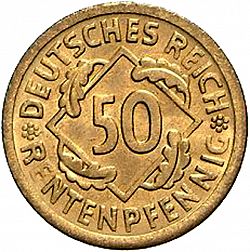 Large Obverse for 50 Pfenning 1924 coin