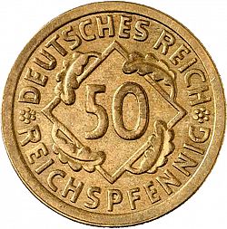Large Obverse for 50 Pfenning 1925 coin