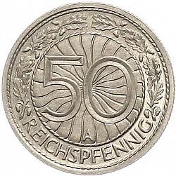 Large Reverse for 50 Pfenning 1927 coin