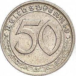 Large Reverse for 50 Pfenning 1938 coin