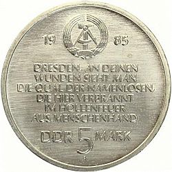 Large Obverse for 5 Mark 1985 coin