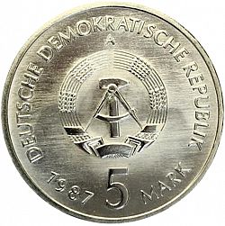 Large Obverse for 5 Mark 1987 coin