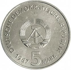 Large Obverse for 5 Mark 1987 coin