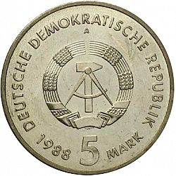 Large Obverse for 5 Mark 1988 coin