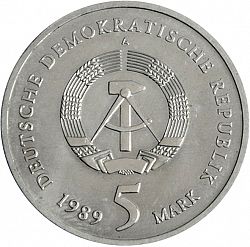 Large Obverse for 5 Mark 1989 coin