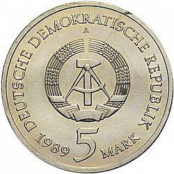 Large Obverse for 5 Mark 1989 coin