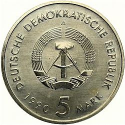 Large Obverse for 5 Mark 1990 coin