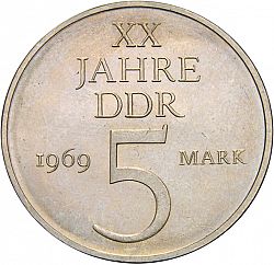 Large Reverse for 5 Mark 1969 coin