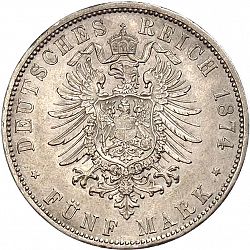 Large Reverse for 5 Mark 1874 coin