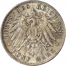 Large Reverse for 5 Mark 1894 coin