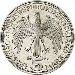 Large Obverse for 5 Mark 1969 coin