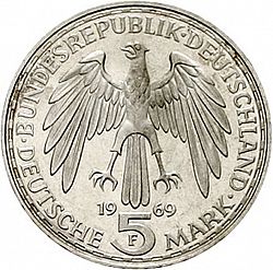 Large Obverse for 5 Mark 1969 coin