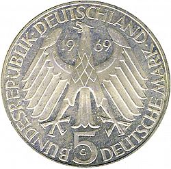 Large Obverse for 5 Mark 1969 coin