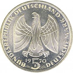 Large Obverse for 5 Mark 1970 coin
