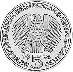 Large Obverse for 5 Mark 1974 coin