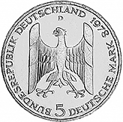 Large Obverse for 5 Mark 1978 coin