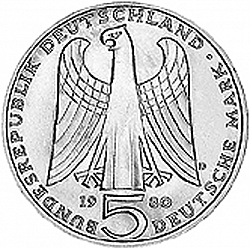 Large Obverse for 5 Mark 1980 coin