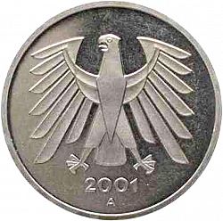 Large Obverse for 5 Mark 2001 coin