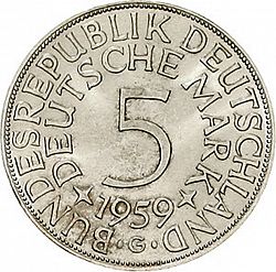 Large Reverse for 5 Mark 1959 coin