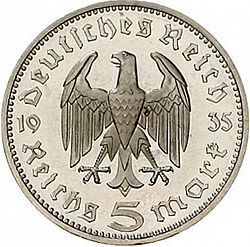 Large Obverse for 5 Reichsmark 1935 coin