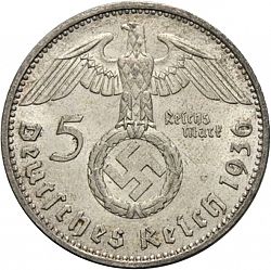 Large Obverse for 5 Reichsmark 1936 coin