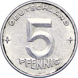 Large Obverse for 5 Pfennig 1950 coin