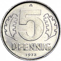 Large Reverse for 5 Pfennig 1972 coin