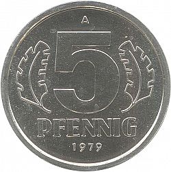 Large Reverse for 5 Pfennig 1979 coin