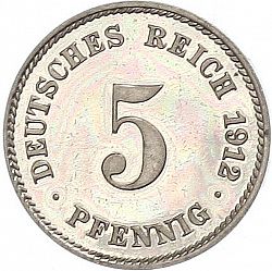 Large Obverse for 5 Pfenning 1912 coin