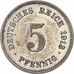 Large Obverse for 5 Pfenning 1913 coin