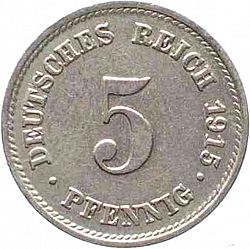 Large Obverse for 5 Pfenning 1915 coin